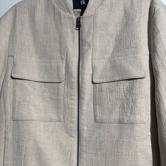 NWT Banana Republic Linen Bomber New Off White Zip Size Medium - Picture 2 of 15